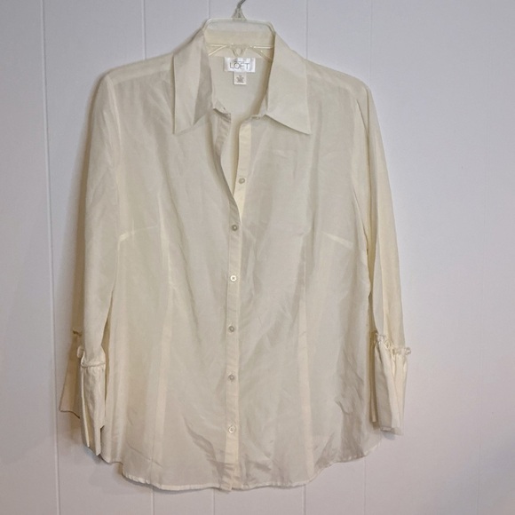 Loft XL button up blouse ruffled Sleeve - Picture 2 of 4